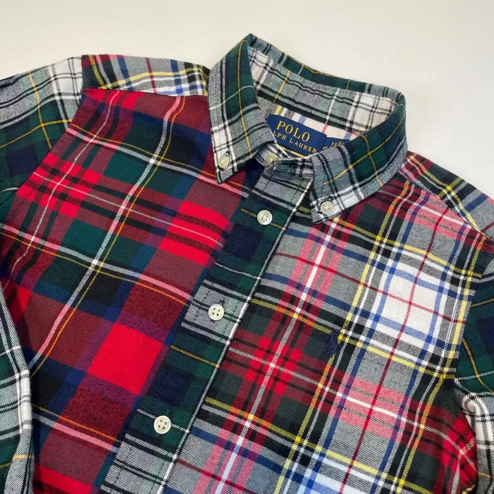 Polo Ralph Lauren Kids Plaid Patchwork Button‎ Down Shirt Long Sleeve Size 5